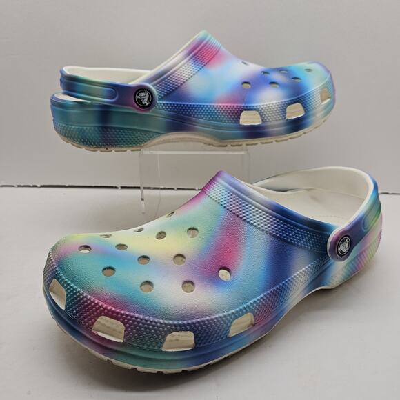 CROCS Other - CROCS Mens US Size 11 Classic Tie Dye Clogs #207556 Water Friendly Solar Rainbow
